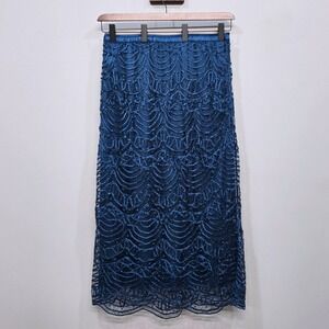 Soulmates Silk Maxi Skirt Plus Size 2X Handcrafted Beaded Crochet Lace Mermaid